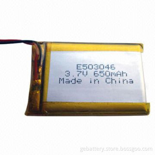Battery, 3.7V Voltage, 650mAh Capacity
